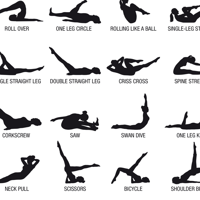โปสเตอร์แผนภาพการออกกำลังกายพิ - Fitness Yoga Pilates บทวิจารณ์และราคา